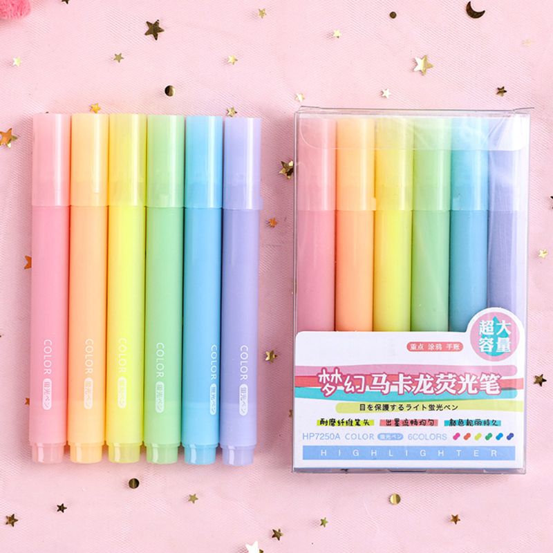 6 sztuk/zestaw zakreślacz pastelowe pisaki fluorescencyjne robić dziennikarstwa szkolne materiały biurowe