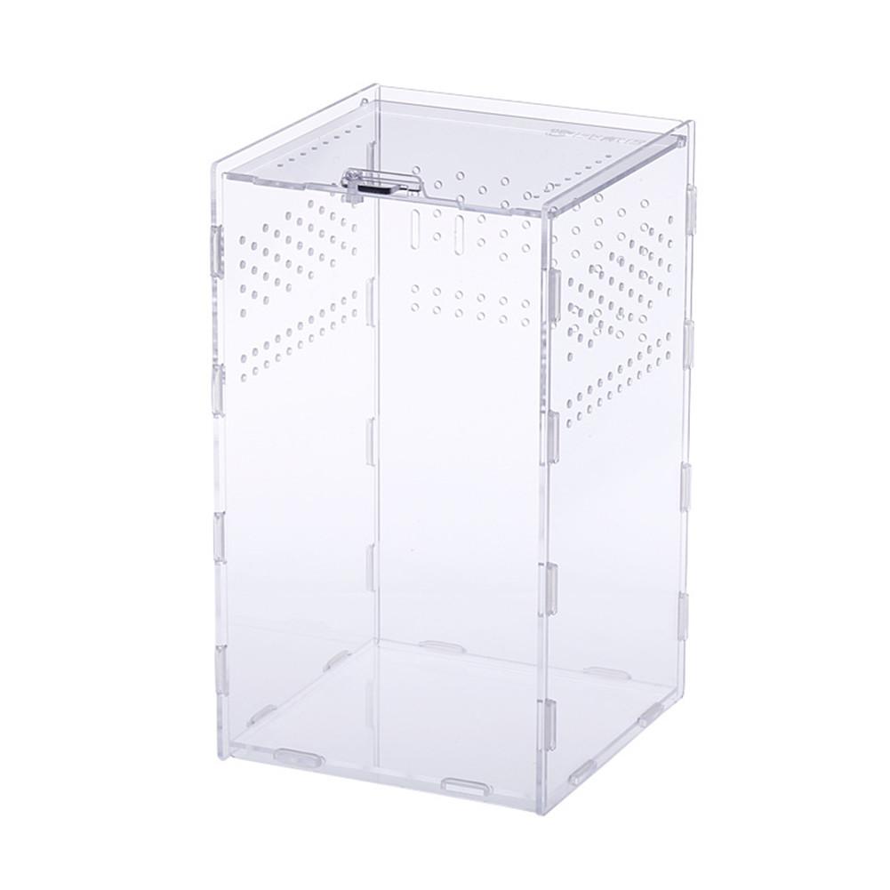 Akryl krybdyr fodring kasse insekt firben edderkop opdræt bur ruge container: 15 x 15 x 25cm