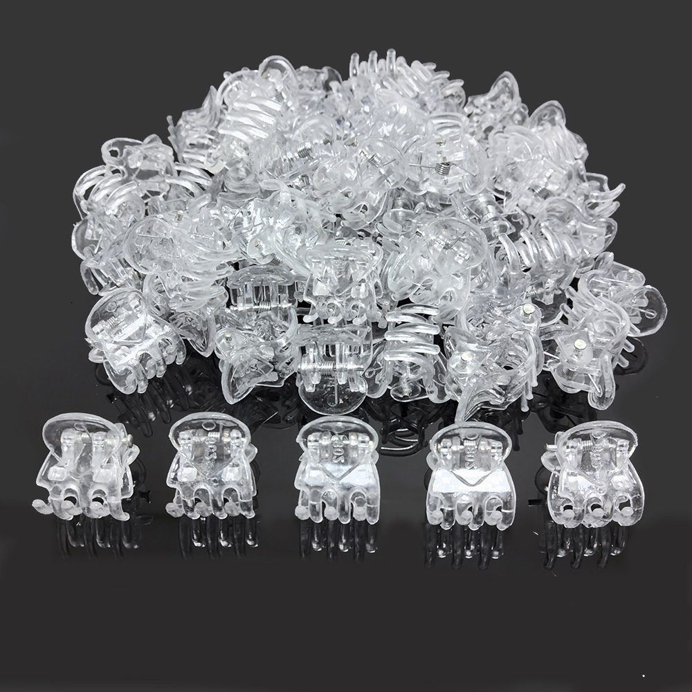50 Stks/partij 1-1.5Cm Kleine Mini Haar Klauw Clips Zwart Bruin Doorzichtig Doorzichtig Plastic Clips Haarspeld Kids Haar Styling Klem Vrouwen: Chocolate