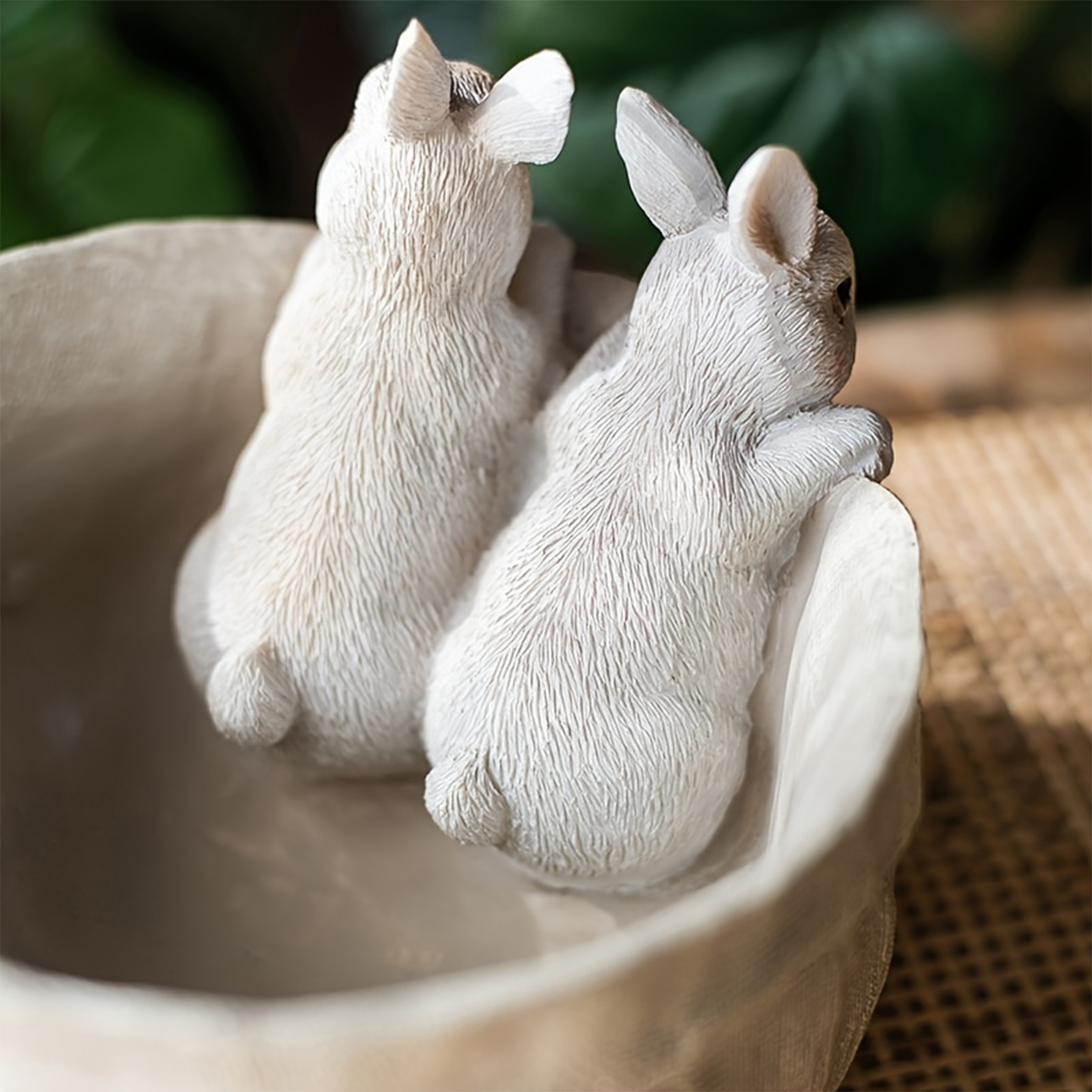 Maceta de conejito de Pascua, adorno realista con textura peluda, de conejo, florero decorativo que no se decolora, maceta artística Irregular