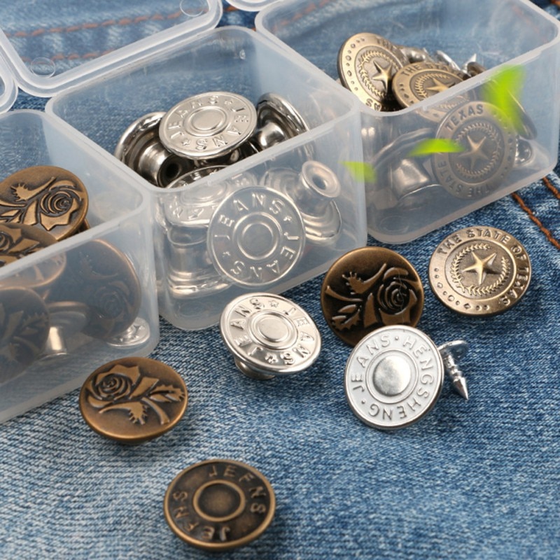 10pcs Snap Fastener Metal Pants Button Adjustable Free Sewing Buttons for Clothing Jeans Waist Button Buckle 17mm