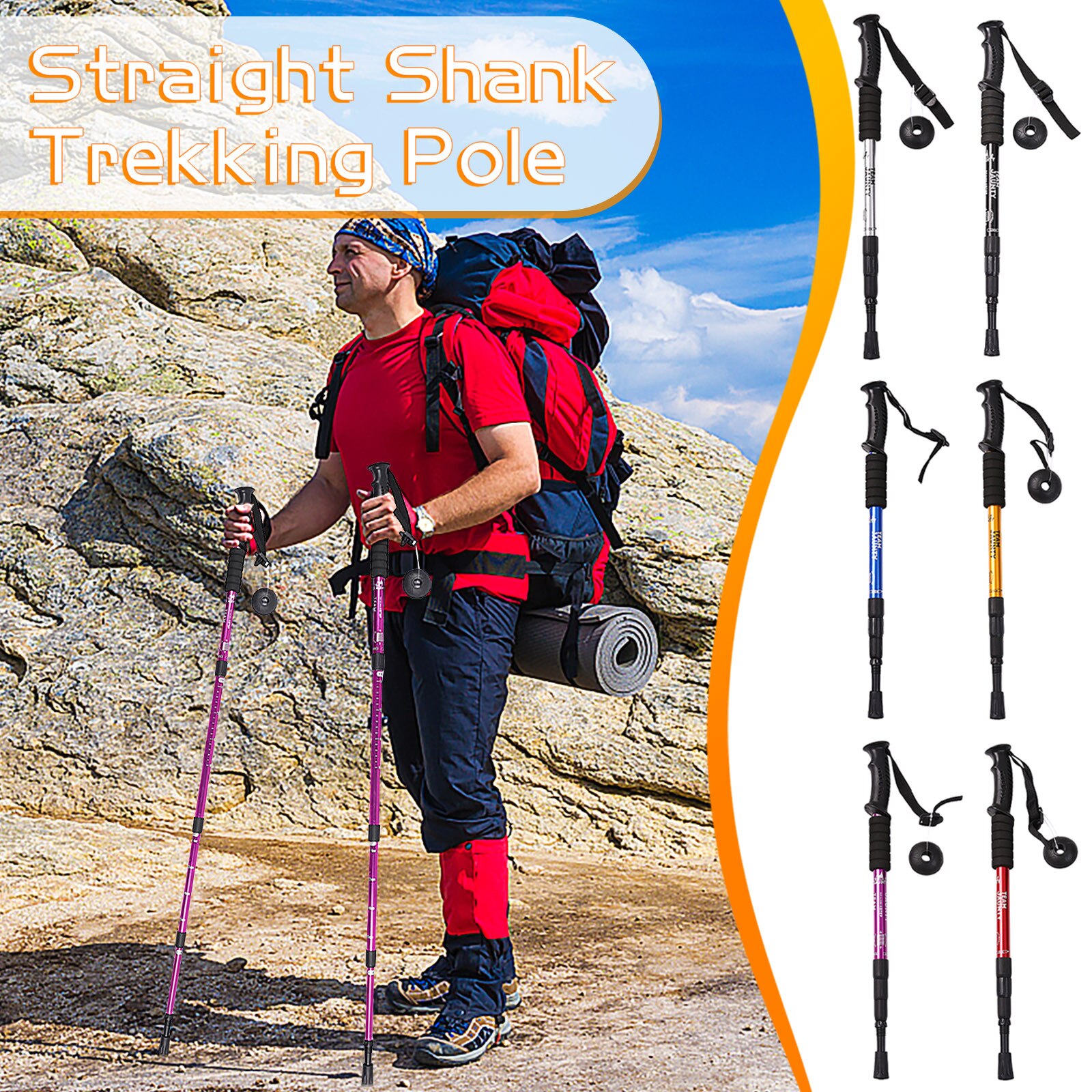 carbon fiber external quick lock Trekking pole hiking telescope stick nordic walking stick Shooting Crutch Senderismo Outdoor