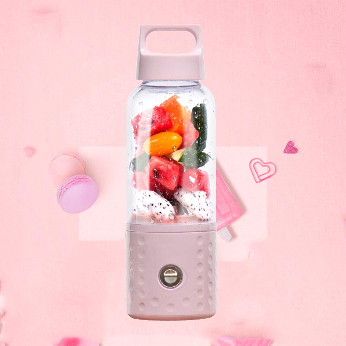 500ml Usb Eletric Fruit Juicer Machine Mini Travel Small Fruit Squeezer Rechargeable Maker Blender Extractor Cup: Pink