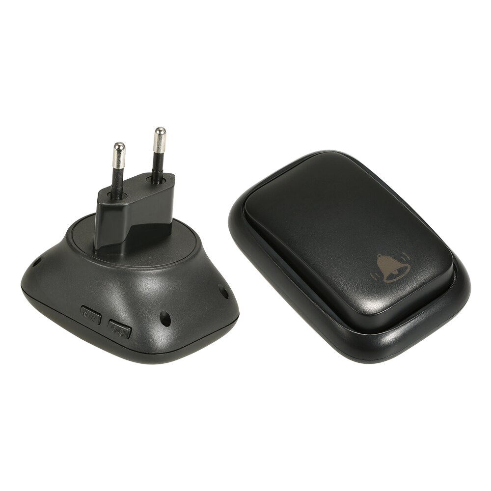 Wireless Door Bell Doorbell Mini Waterproof Doorbell Kits Battery Free Chime Operating at 500 Feet with 38 Melodies 3 Volume: Black