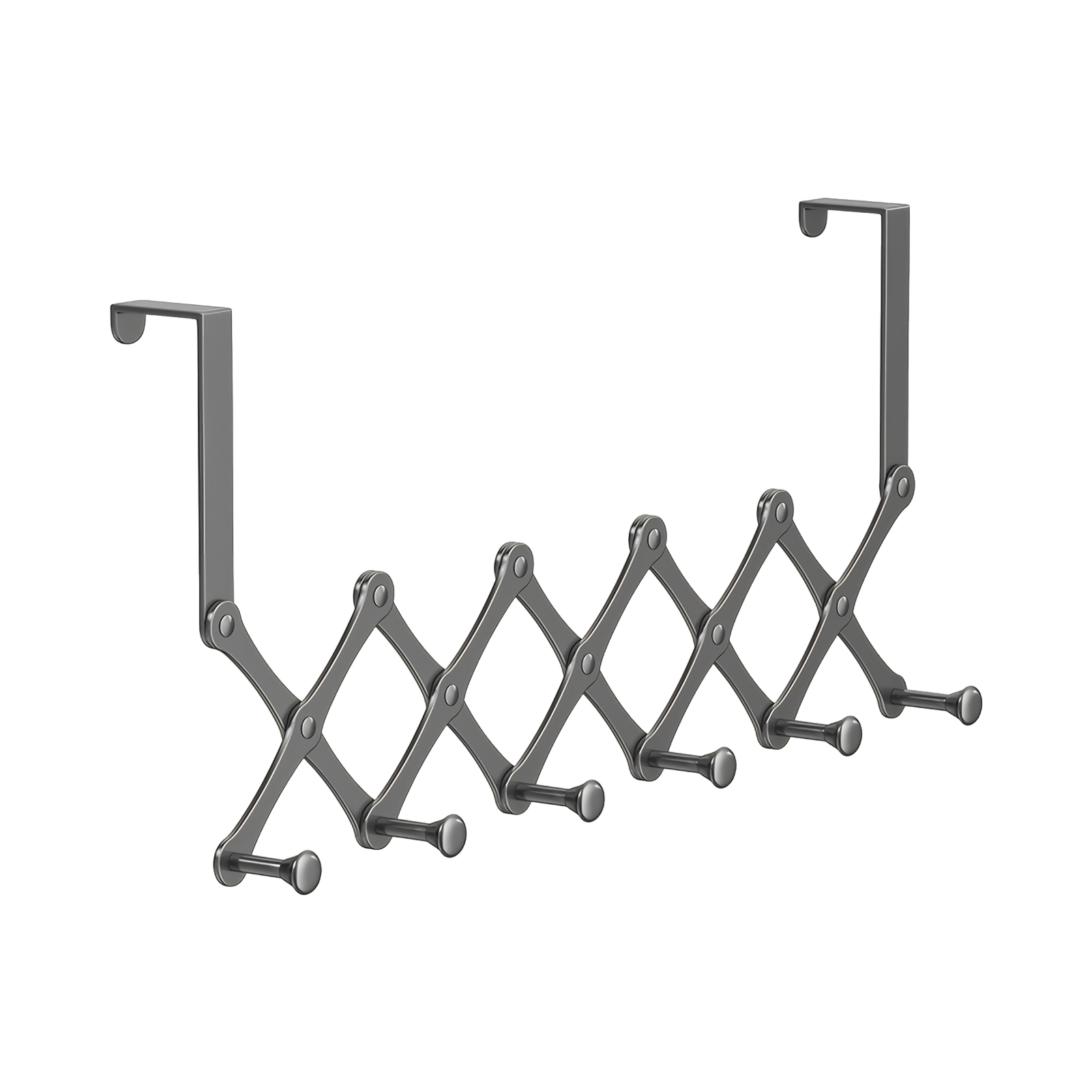 Hooks Over The Door 4/6Hooks Clothes Coat Hat Towel Hanger Home Bathroom Organizer Rack Kitchen Accessories Holder: Light Grey