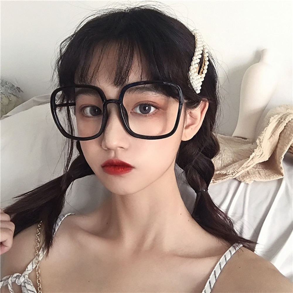 High Unisex large frame glasses square Plain glasses Optical Spectacle Anti blue light Computer glasses for women men