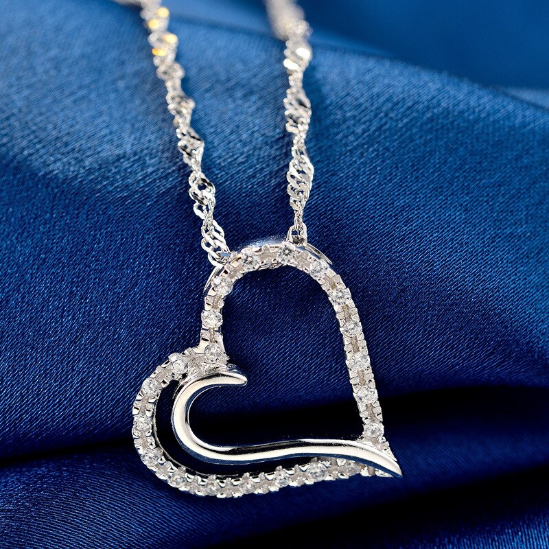 JRSIAL Süße Temperament Herz Halskette Weibliche S925 Sterling Silber Micro Intarsien Zirkon Einfache Liebe Anhänger JRP0028