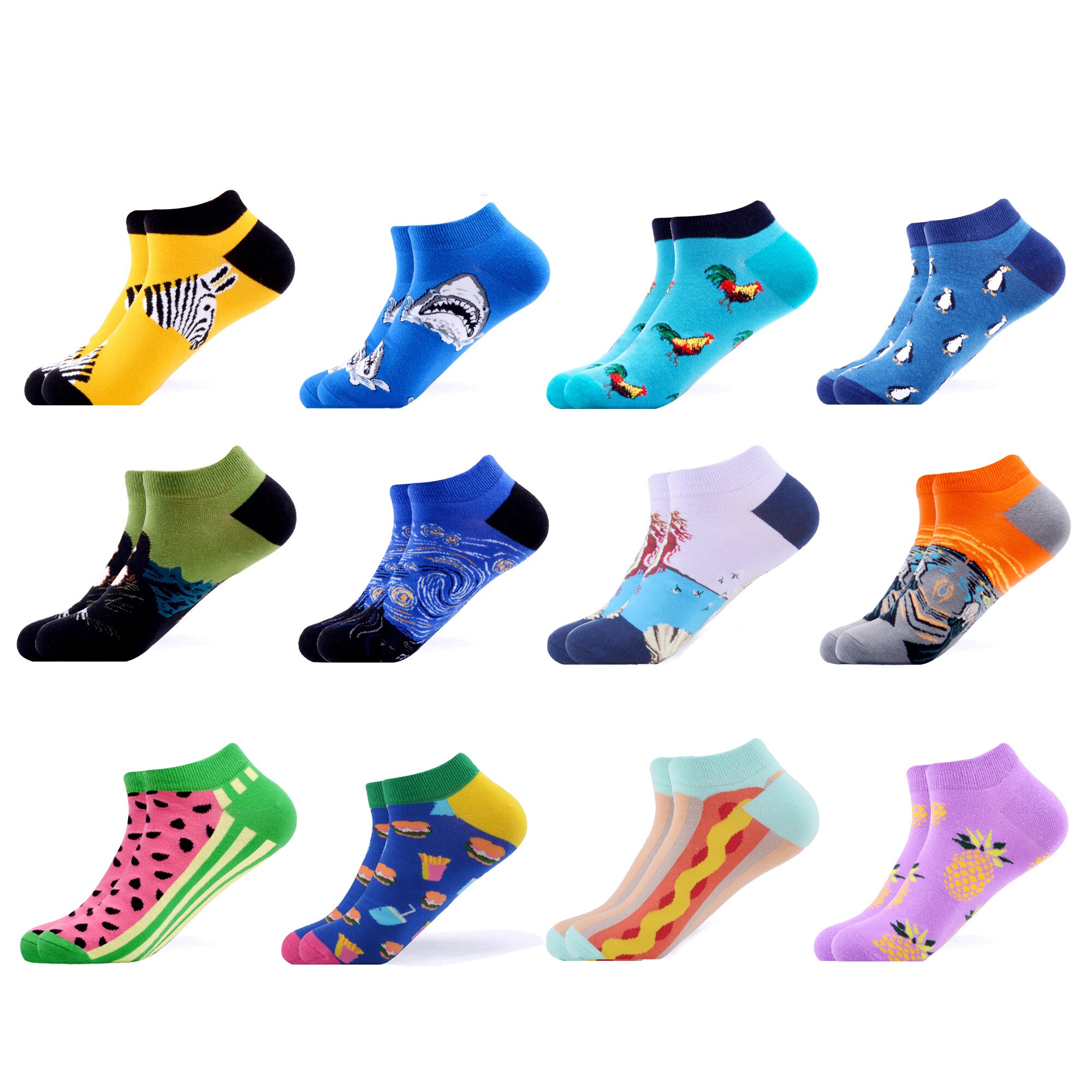 SANZETTI – chaussettes courtes à carreaux en coton peigné pour femmes, 12, nouveauté, colorées, décontractées, Harajuku, tendance paires/lot: B06231