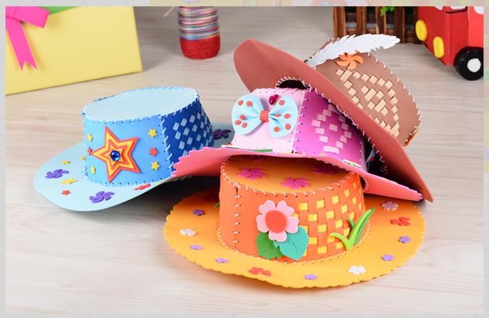 Children's DIY homemade EVA paper card woven hat DIY material bag