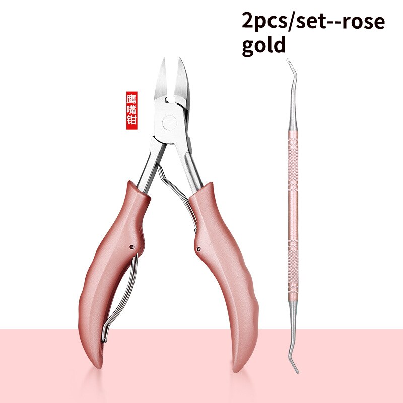 Nail Clippers Nail Correction Pliers Nail Clippers Dead Skin Remover Remove Paronychia Nails Stainless Steel Nail Clippers Tool: 2pcs Rose gold