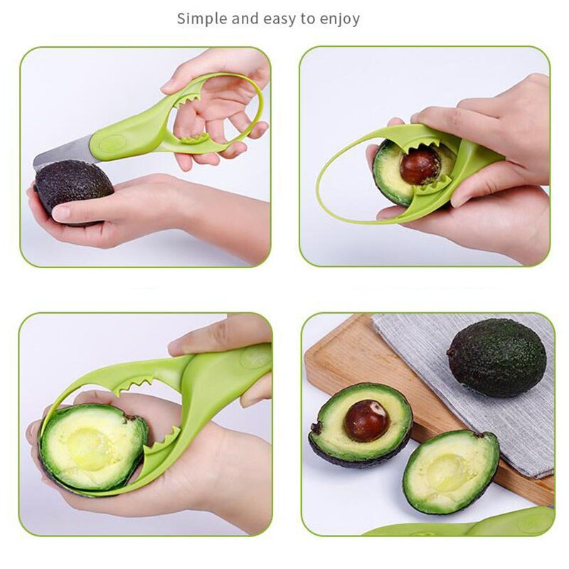 Cuchillo multifuncional de acero inoxidable para cortar fruta, rebanador de aguacate, separador de pulpa, utensilios de cocina útiles