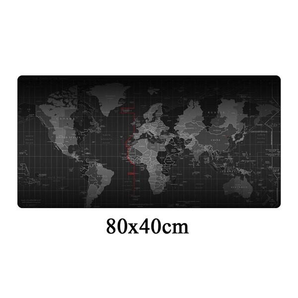 Grote xl gaming muismat met wereldkaart, afsluitbare rand, antislip voor computer, grote gaming muismat, rubberen notebook, toetsenbord, bureaumat: 8040cm