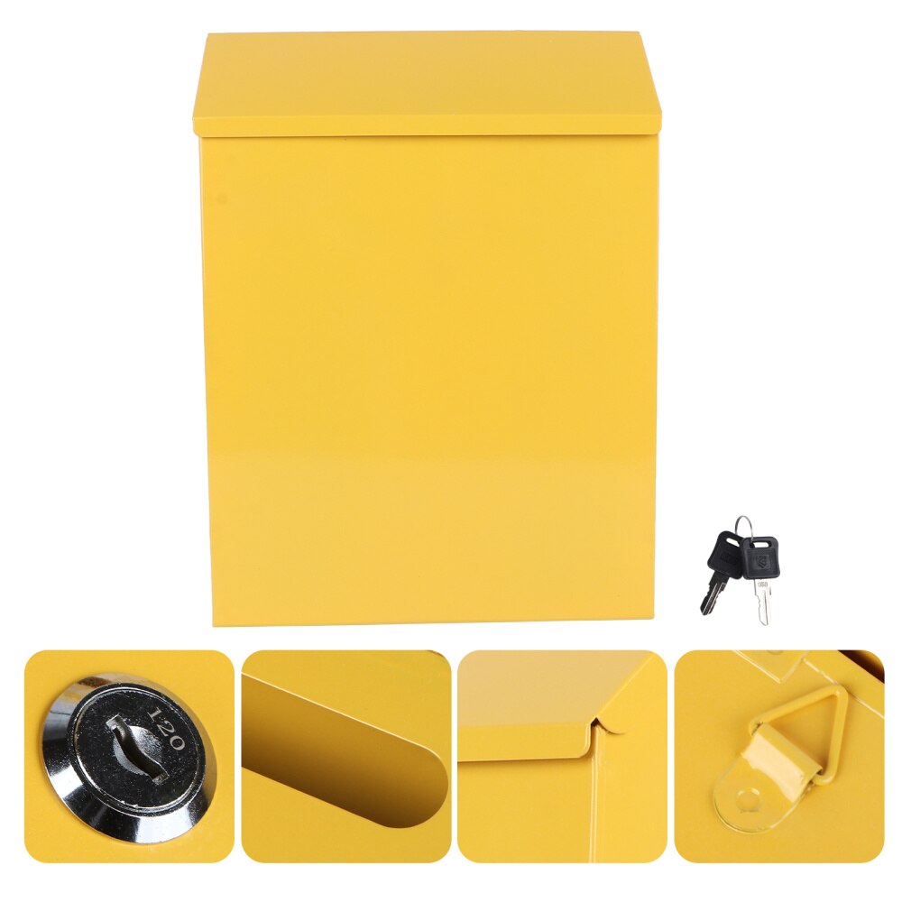 1pc European Style Letter Box Iron Mailbox Post Box Mailbox: Yellow