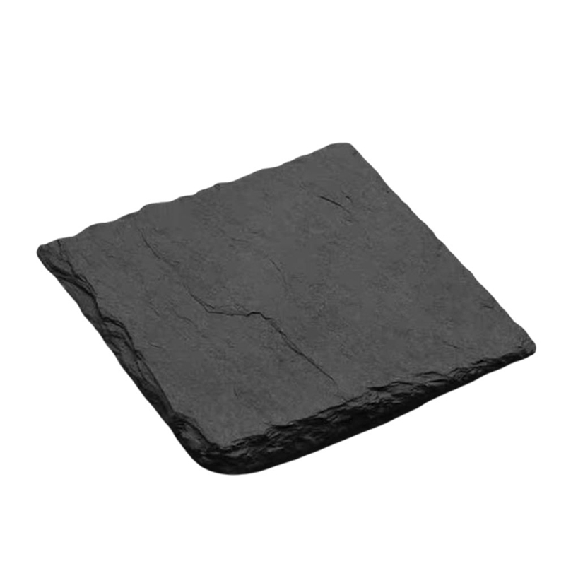 Western Round Natural Steak Plates Slate Coasters Dinner Plate Kitchen Dish Plate BBQ Dessert Cake Dishes Pizza Fruit Tray: square