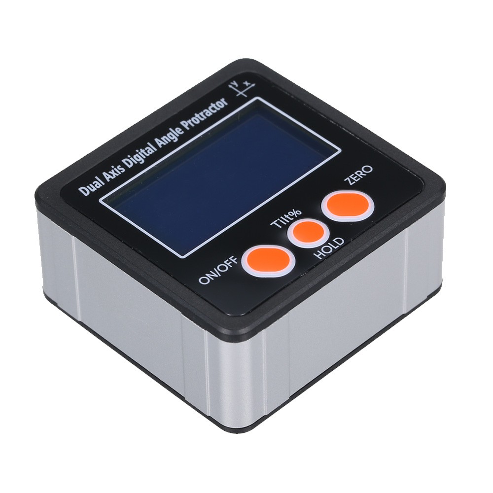 Dual Axis Digital Angle Protractor with Backlight Waterproof Aluminum Alloy Shell 4*90° Measuring Range Digital Inclinometer