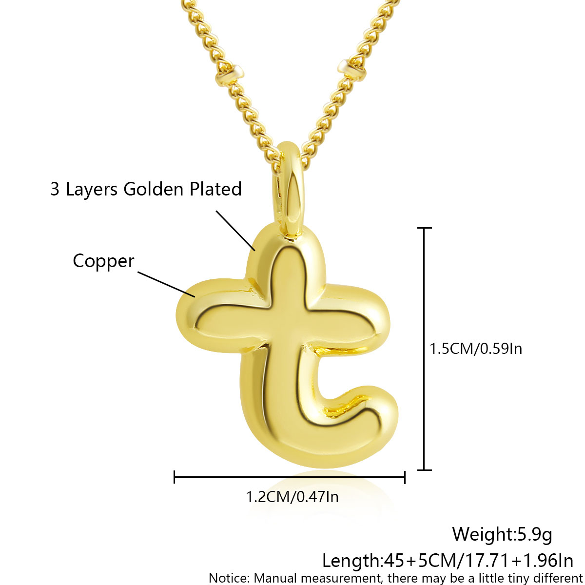 MHS.sole Nuovo carino ottavino palloncino a bolle collana iniziale colore oro mini paffuto 26 lettere dell'alfabeto collana con ciondolo gioielli regali: Zinco blu placcato