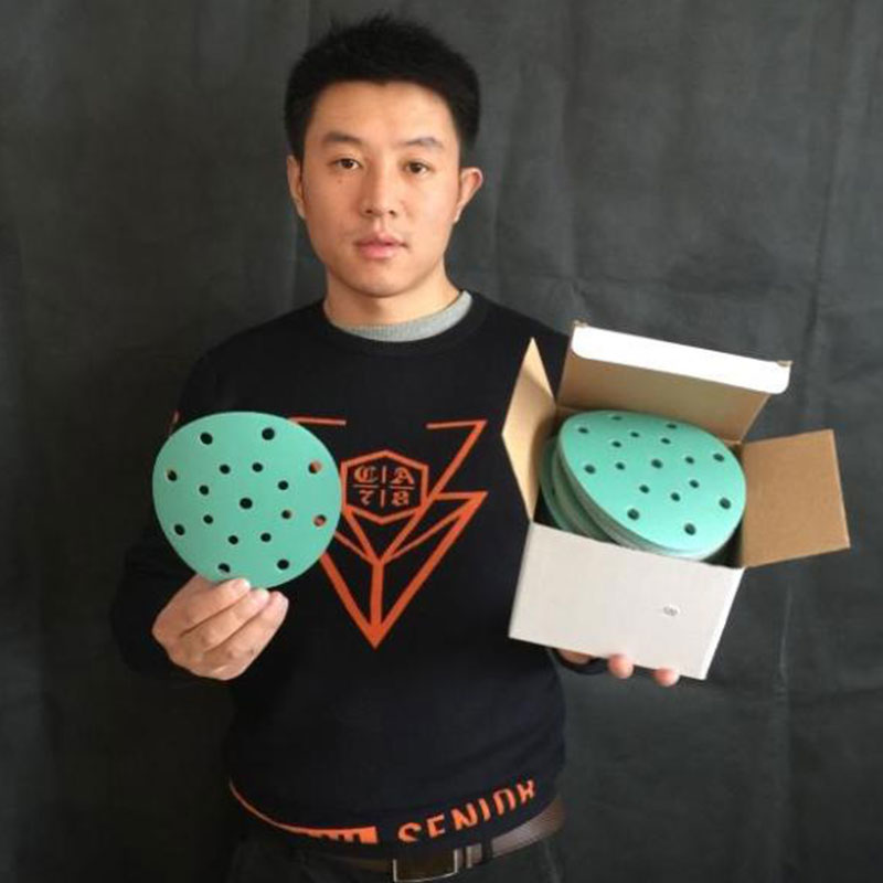 Grønne 100 ark  of 6 tommers 17- hulls sandpapir 150 mm runde flokkingspapir 80-400- korns slipepapir for festool slipemaskin