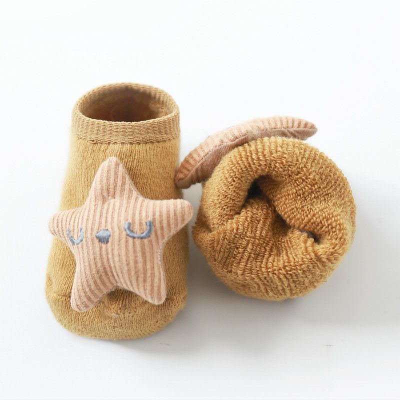 Leuke Mooie Kinderen Sokken Schattige Pop Baby antislip Sokken Badstof Warme Dikke Kinderen Boot Sokken Baby Floor sokken FM Legergroen
