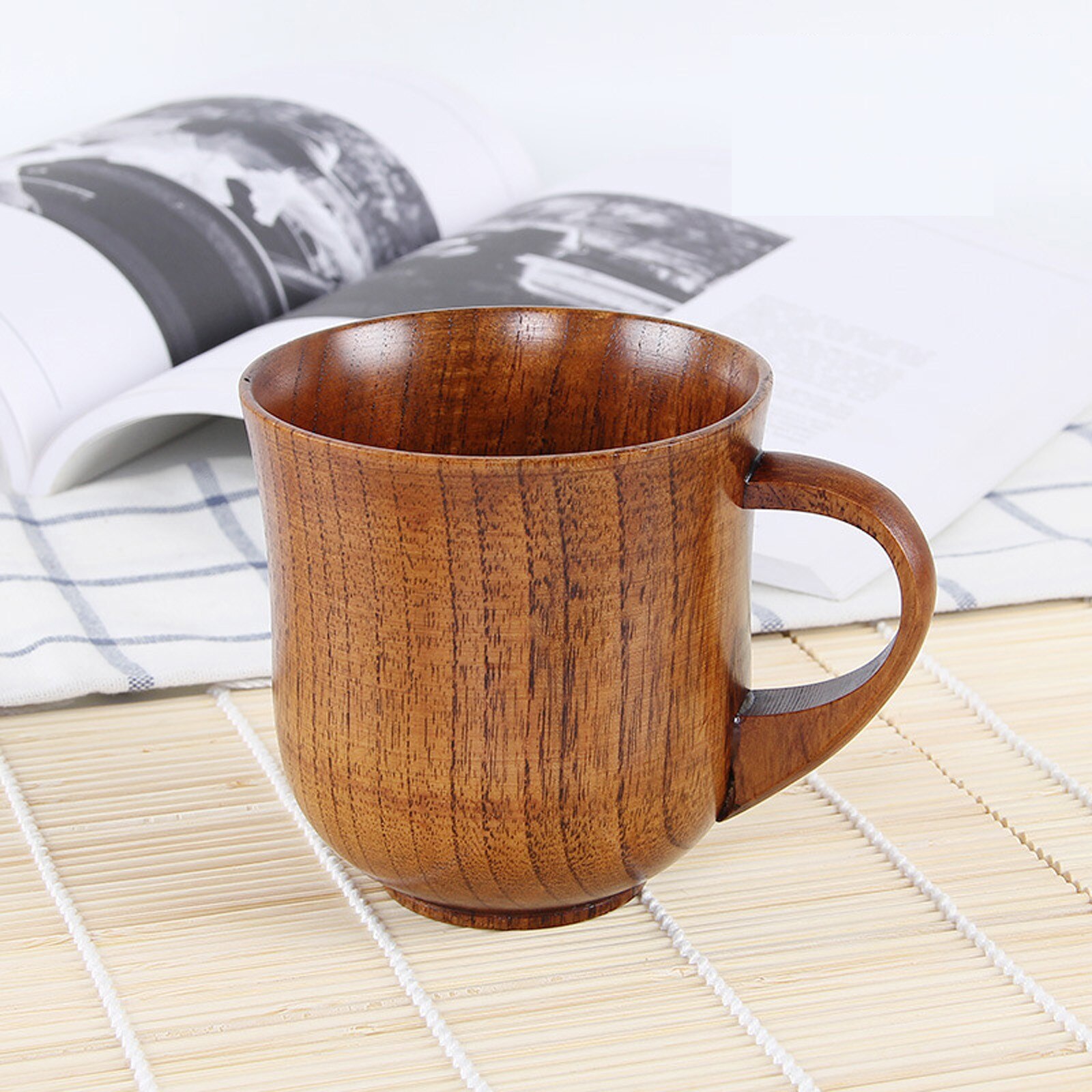 Vasos grandes de madera para el vientre hechos a mano, tazas de madera Natural para Cerveza, Té, café, leche, agua, Bar de cocina, vasos,: H