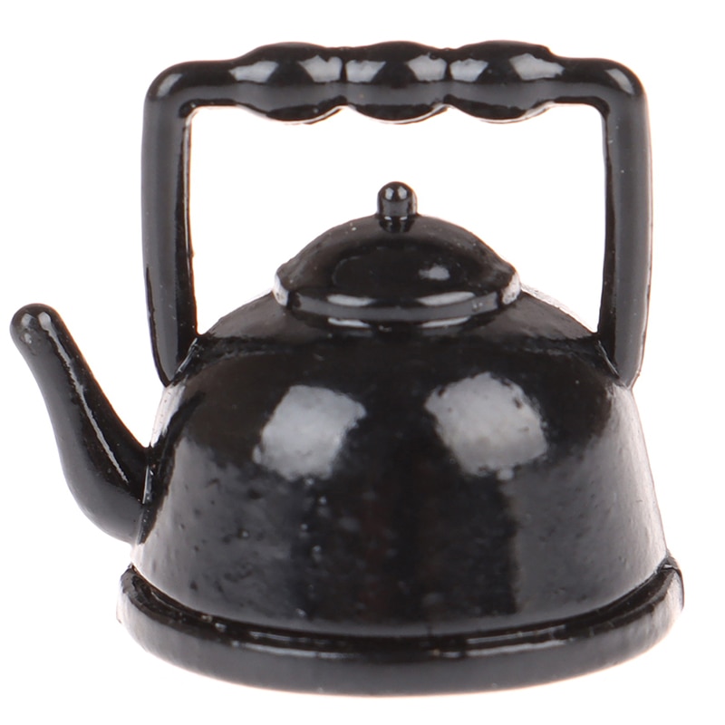 1:12 Dollhouse Miniature Mini Black Teapot Model Furniture Accessories Kitchen Toys for Baby Kids