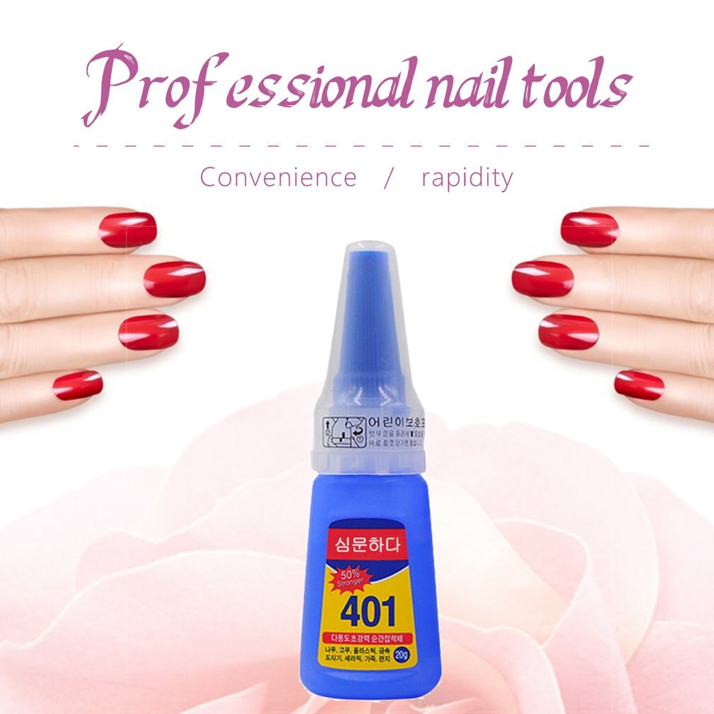 Adhesivo instantáneo multifuncional 401, 20g, pegamento líquido superfuerte para el hogar, oficina, escuela, suministros de belleza de uñas para madera y plástico,