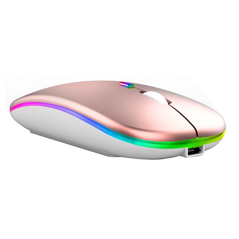 2.4G Wireless Bluetooth LED Mice USB Ergonomic Gaming Mouse for Laptop Computer Wireless Mouse Rechargeable Ergonomic Silent: Rose Gold