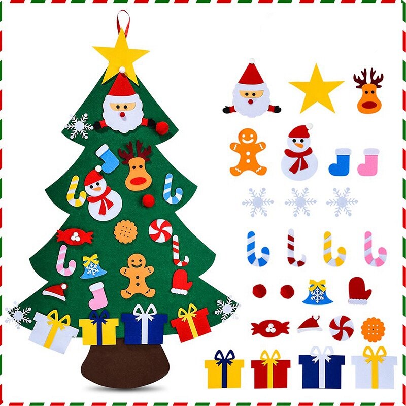 Felt Christmas Tree for Kids -3D DIY 26Pcs Detachable Ornaments, Xmas Decorations Wall Ha