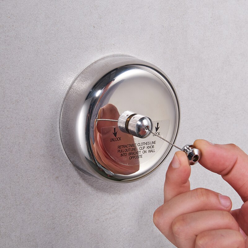 Bathroom Shelves Stainless Steel Nicke Clothesline Nice Single Line Hotel style Clothes Drying Line For Bathroom HJ-1256