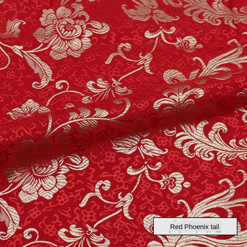 Kinesisk silke imitation brokade jacquard stof stof cheongsam kostume formel kjole materiale hylster tøjpose diy klud: 5