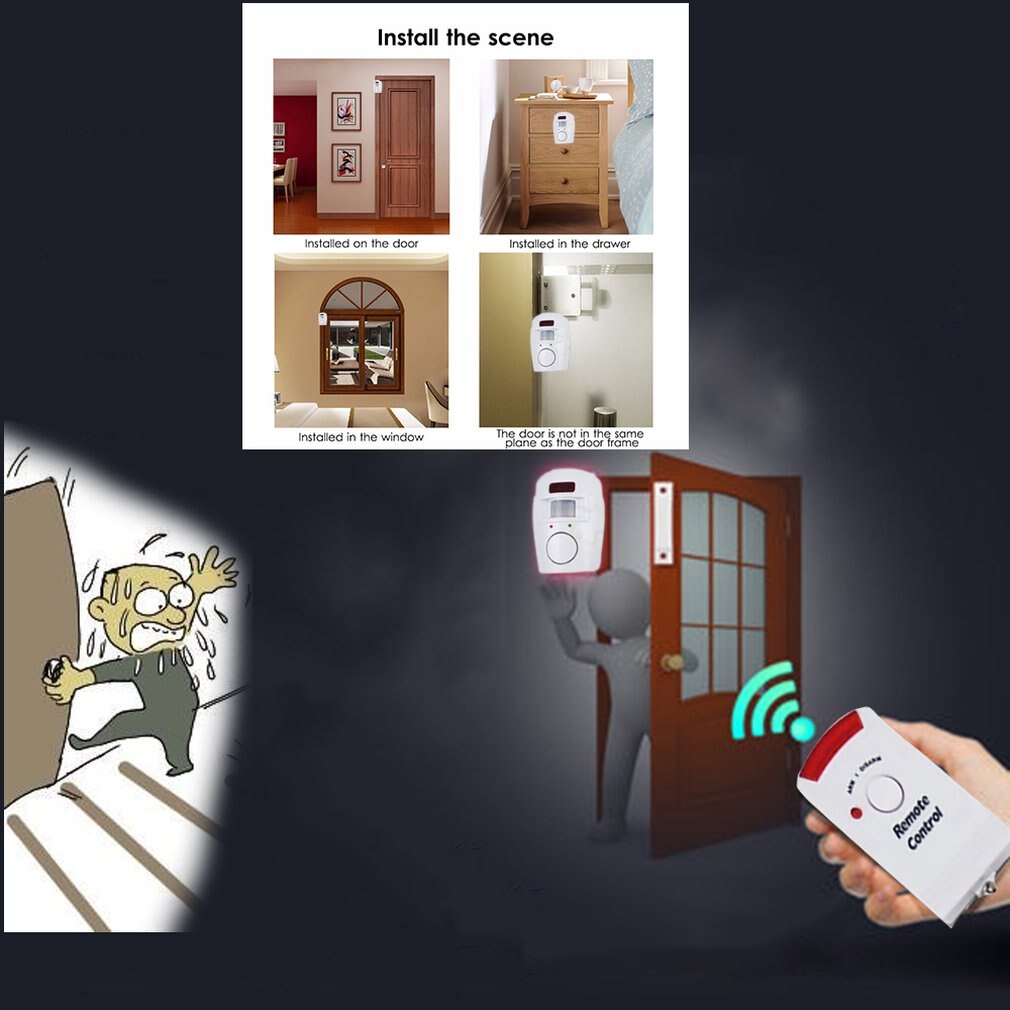 Remote Control Alarm Infrared Burglar Alarm Home Burglar Alarm Wireless Alarm Anti-theft Motion Detector The Alarm ACEHE