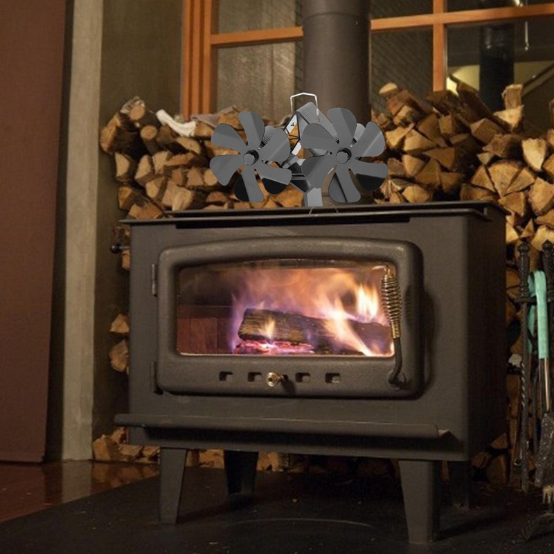 12 Blade Double Head Chimney Fan Wood Stove Fan Heat Powered Stove Top Fans for Gas Stove Electric Stove Wood Stove