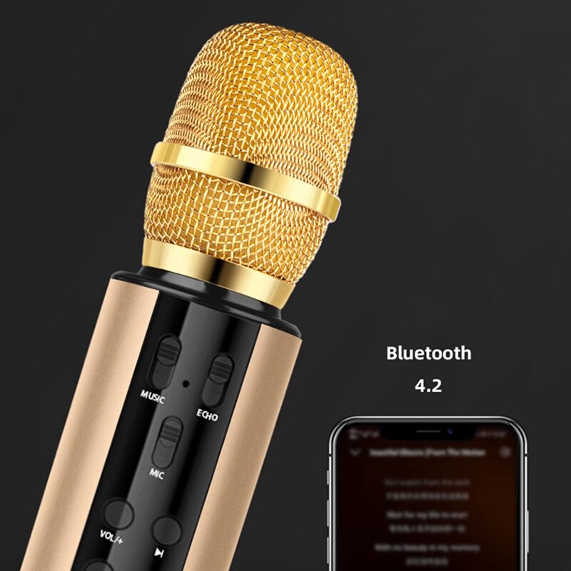 Wireless Microphone Dual Speaker Condenser Bluetooth Karaoke Speaker Microphone for Karaoke/Singing/Church/Speech