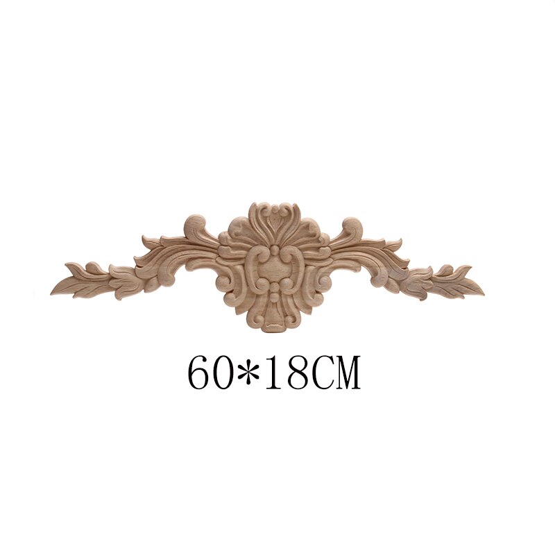 Woodcarving Decorative Applique Furniture Cabinet Door Applique Door Lintel Decorative European Carved Wood Flower Rubber Wood