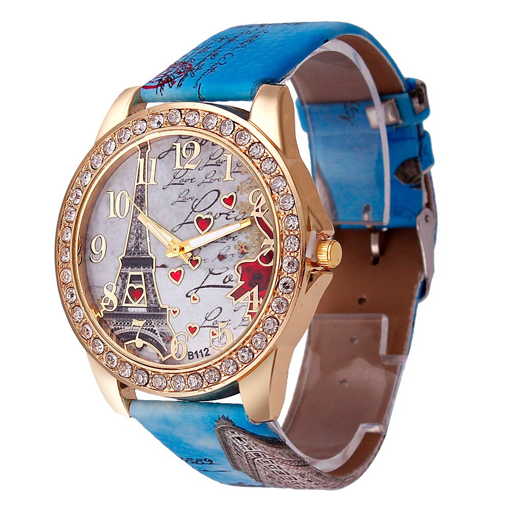Tower Pattern Leather Band Analog Quartz Vogue Wrist Watches часы женские часы женские наручные relojes para mujer montre femme