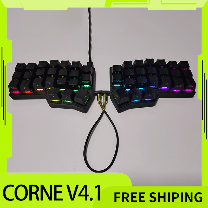 Corne crkbd  v4.1 -delat tangentbord trådbundet rgb-byte anpassat stöd qmk/via corne  v4.1 -delat tangentbordskit för pc-tillbehör