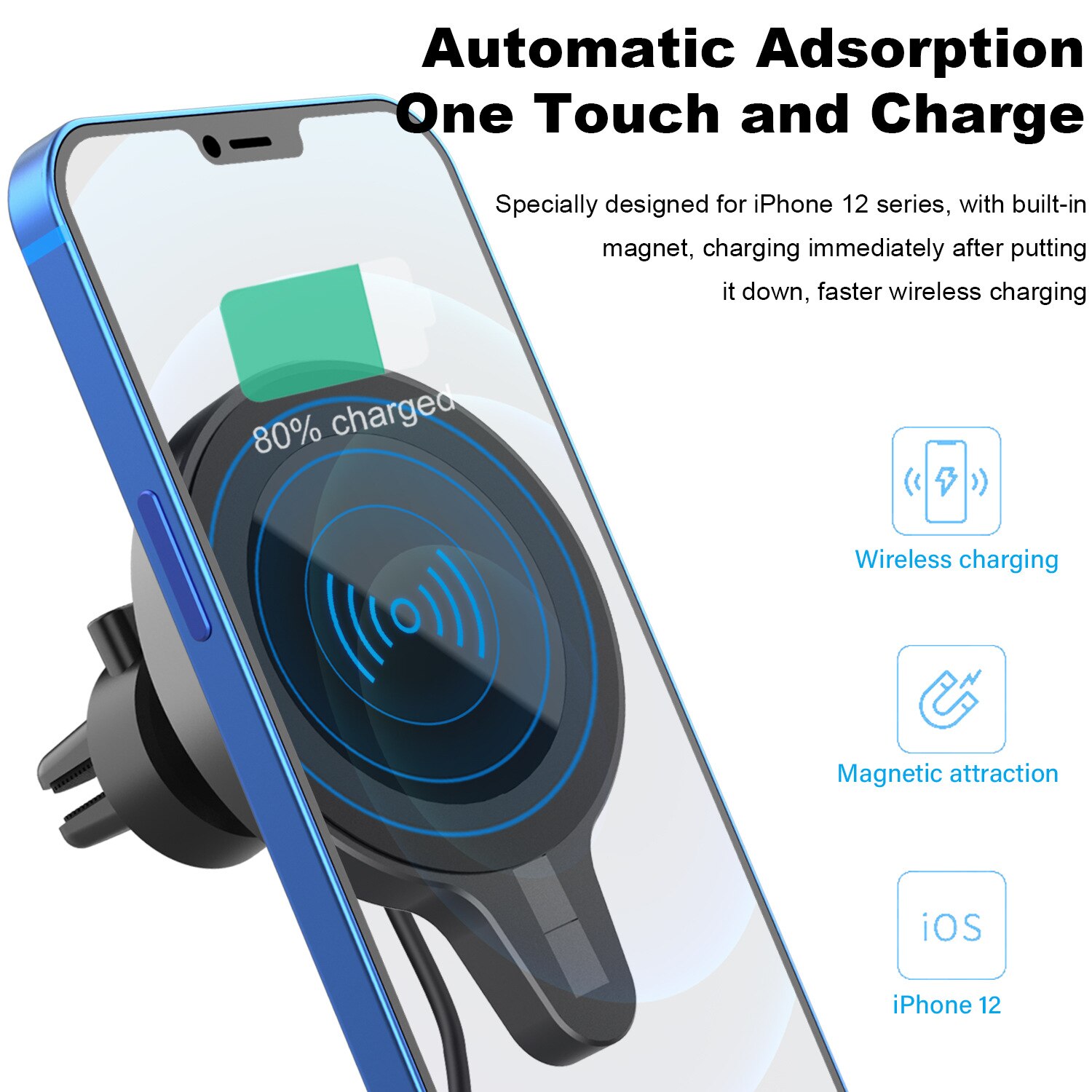 Magnetische Wireless Car Charger Mount Stand Voor IPhone12 Pro/Mini/Max Magsafe Snelle Opladen Draadloze Oplader Auto Telefoon houder