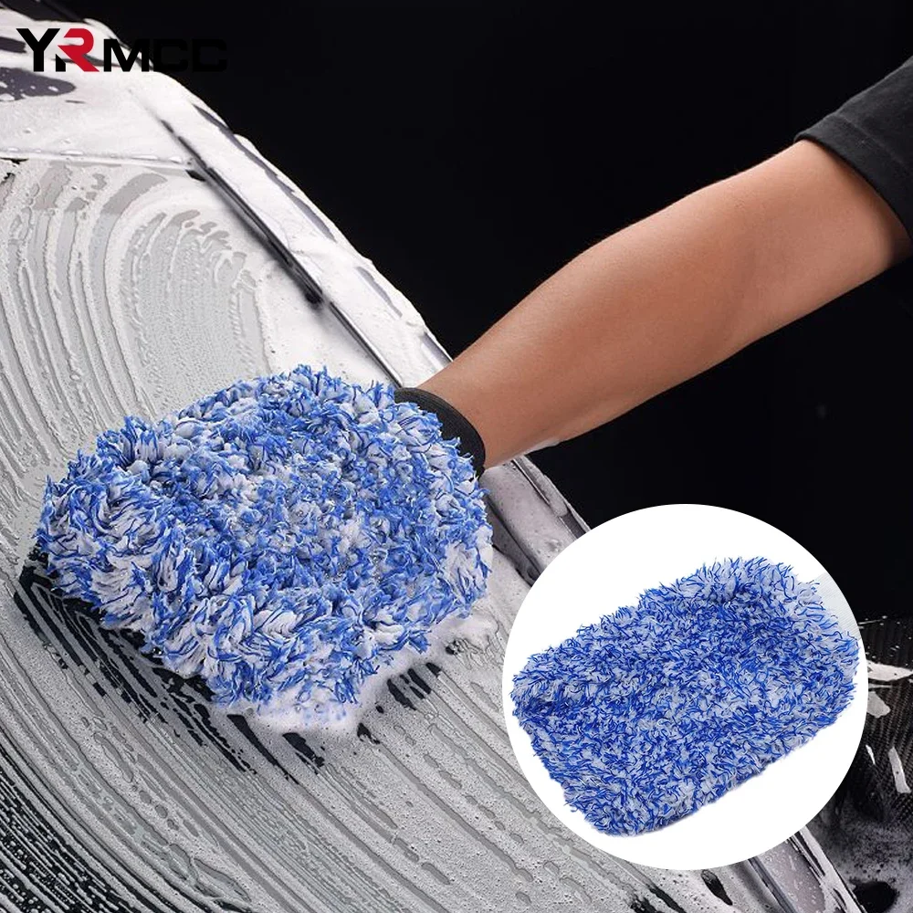 Guantes de lavado de coches, guante de limpieza de terciopelo Coral de agua fuerte de microfibra, herramientas de limpieza de eliminación de polvo engrosadas suaves, accesorios para coche
