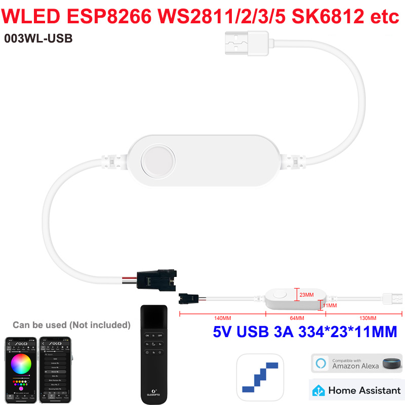 1-10WLED GLEDOPTO RGB Strip Lights with Mic LED Controller ESP32 Music Dynamic Modes for WS2811 WS2812B SK6812 WS2813 WS2815 DIY: Brown / 44