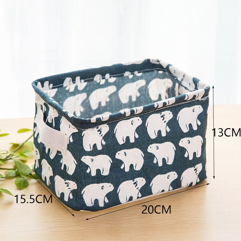 Linen Desktop Storage Basket Sundries Toy Storage Box Organizer Cosmetic Book Organizer Home Office Stationery Container Basket: 18