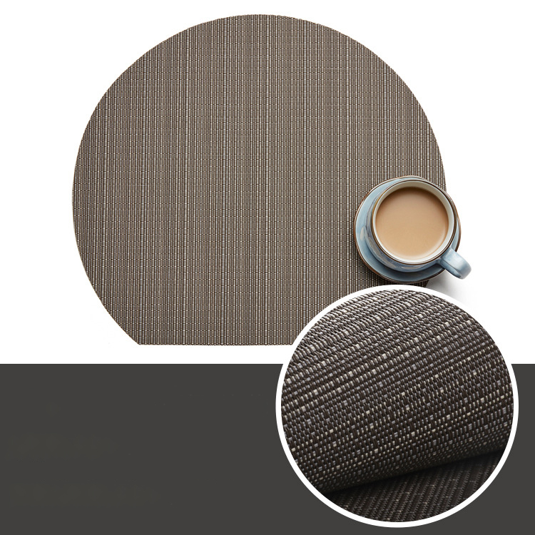 Mantel Individual de bambú para mesa de comedor, posavasos nórdico semicircular de PVC para cocina, Mantel Individual con almohadilla para taza, novedad: PVC Bamboo 07