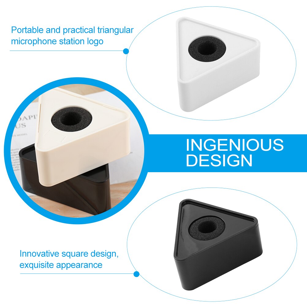 4pcs ABS Triangle Shaped Interview KTV Microphone Station Logos Mic Station Logos