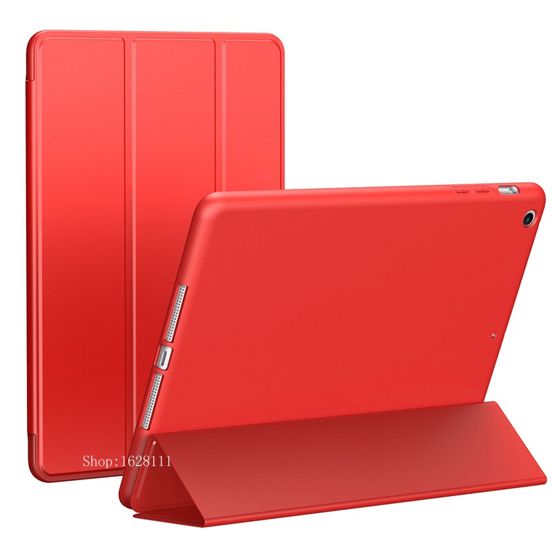 Case Voor Ipad Air 1 Release A1474 A1475 A1476 Smart Pu Leather Cover Magnetic Auto Sleep Wake Case Siliconen tpu Shell: Red  L FW Air1