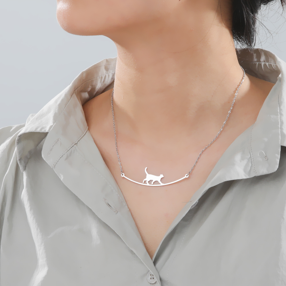 Cazador Schattige Dieren Kat Hanger Ketting voor Vrouwen Meisjes Mooie Poot Choker Halsketting Roestvrij Stalen Sieraden 2025