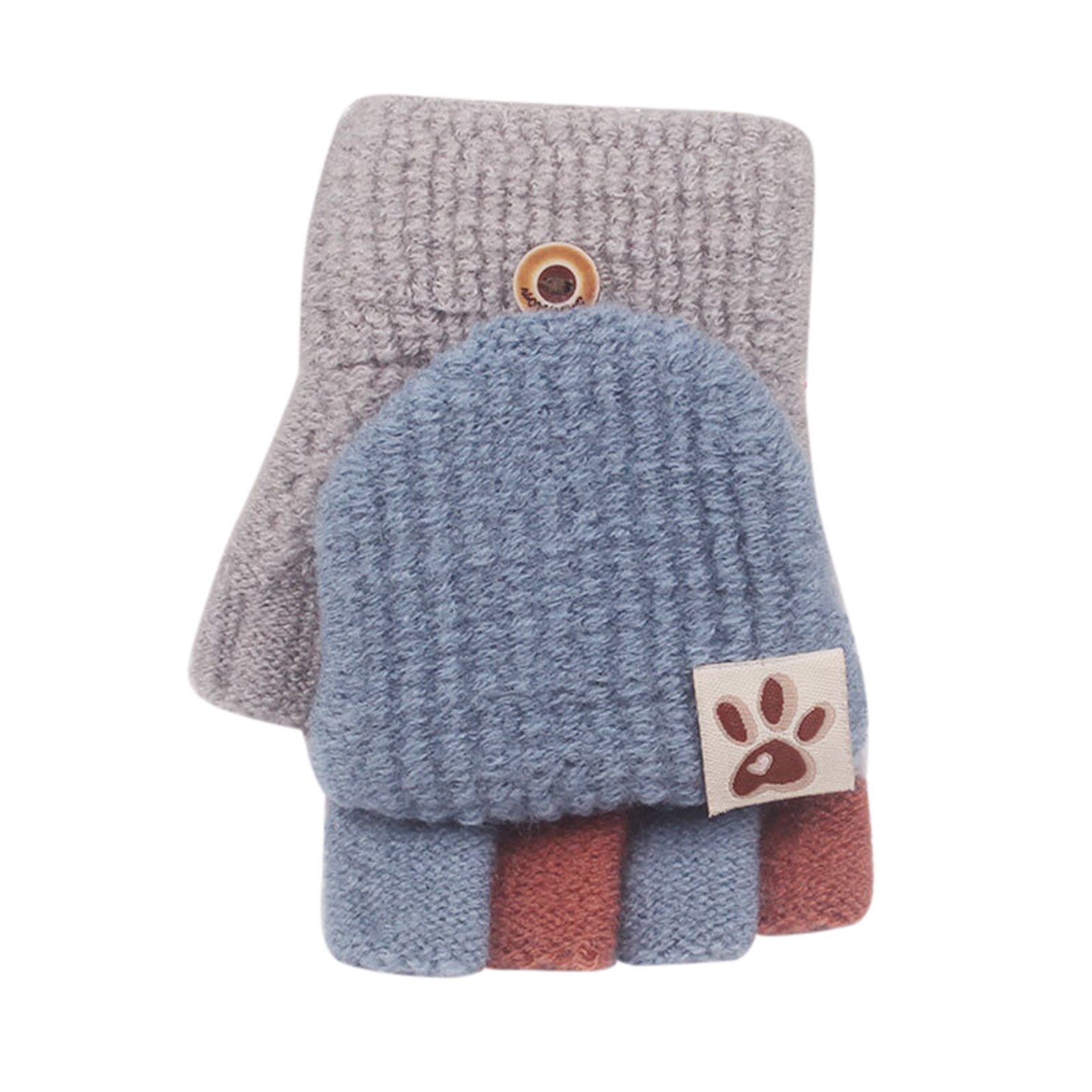 Flip Winter Handschoenen Kids Baby Wanten Warmer Soft Convertible Vingerloze Handschoenen Wol Verdikking Warme Blootgesteld Vinger Handschoenen: Grijs
