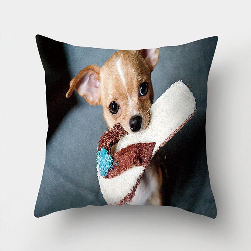 Mopshond print decoratieve kussens kussensloop polyester kussenhoes sierkussen bank woonkamer decoratie kussensloop 40958: 2bz-40958-010