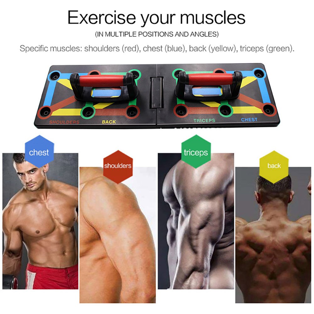 9 IN 1 Push Up Rack Board System Comprehensive Fitness Exercise Workout Pushup Stands Complete Training Gym Exercise Men Woman