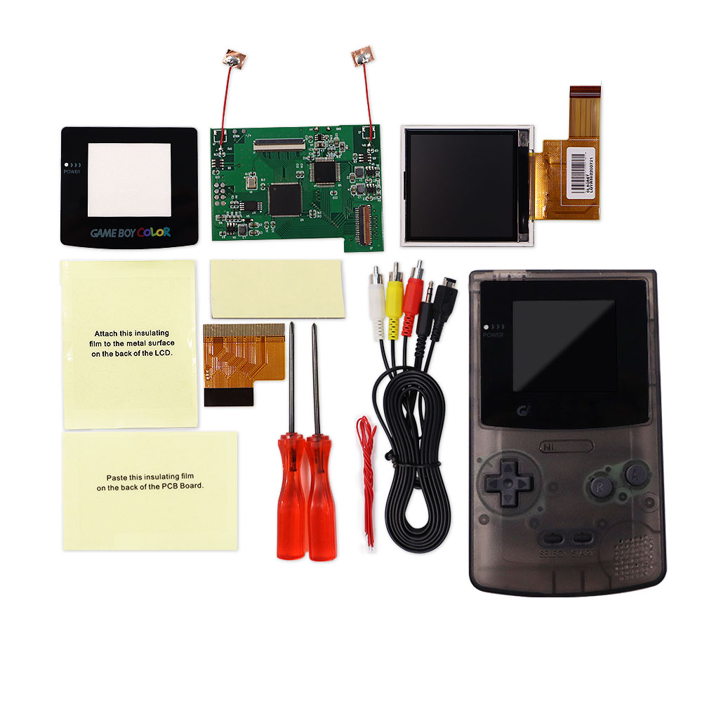 TV Version 2.2 inches GBC LCD High Brightness LCD Screen TV Out for Gameboy COLOR GBC - No Need Shell Cutting: Clear black