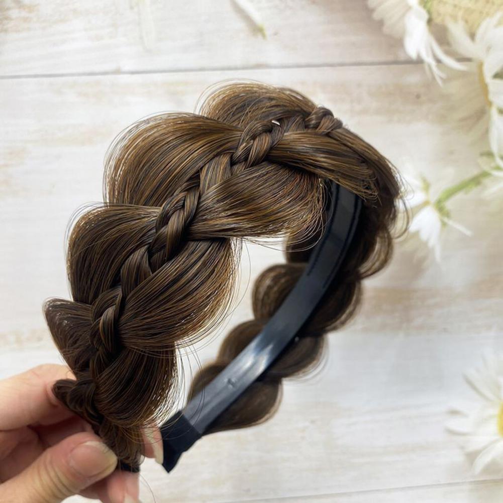 Braided Headband with Teeth Synthetic Heat-Resistant Realistic Human Hair Headband Secure Hair Fix Hair Hoop Women Headband