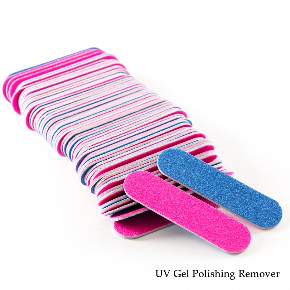 Double-sided Mini Nail File Buffer Nail Polish Sanding Buffer Pink Blue Sandpaper DIY Pedicure Nail Art Tool GL858
