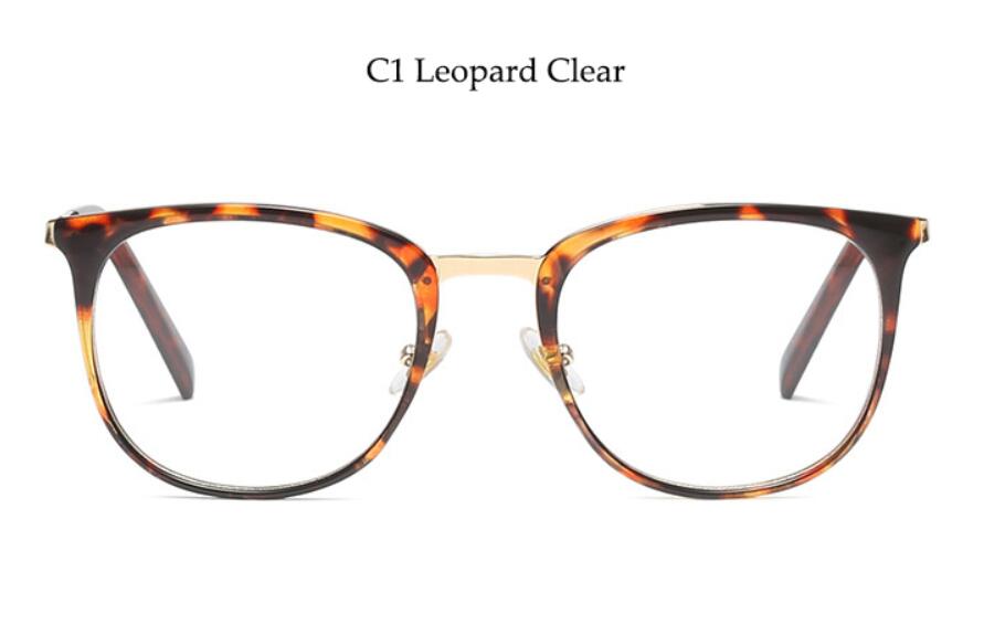 Montura de gafas blancas de lujo para mujer, gafas cuadradas de , montura transparente, lentes para miopía, gafas empotradas de de , gafas decorativas: C1 leopard clear